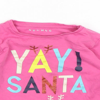 Nutmeh Girls Pink   Top Pyjama Top Size 3-4 Years  - Christmas