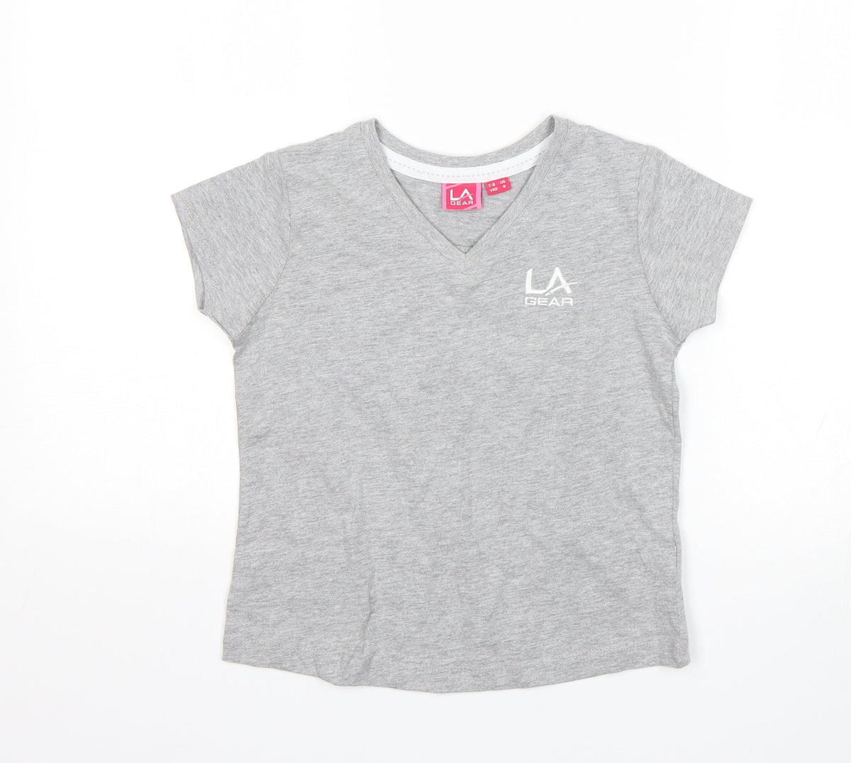 Additional front view of LA Gear girls’ grey basic t-shirt, size 7-8, years