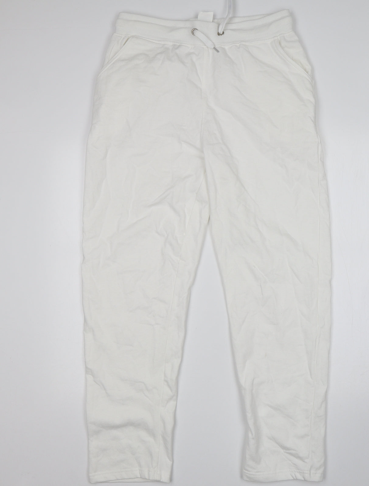 Womens UK Size L Preworn Regular Fit Sweatpants White Trousers