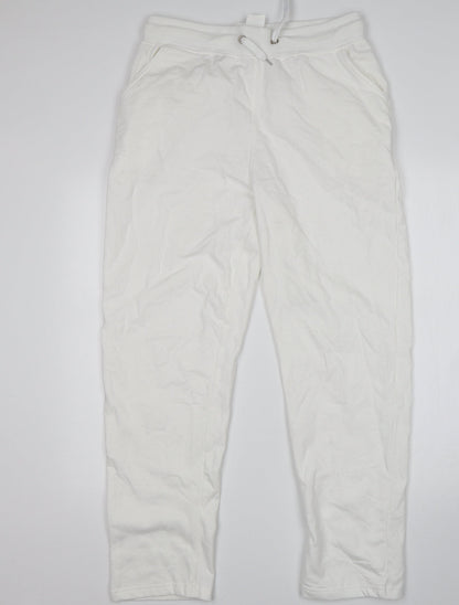 Womens UK Size L Preworn Regular Fit Sweatpants White Trousers