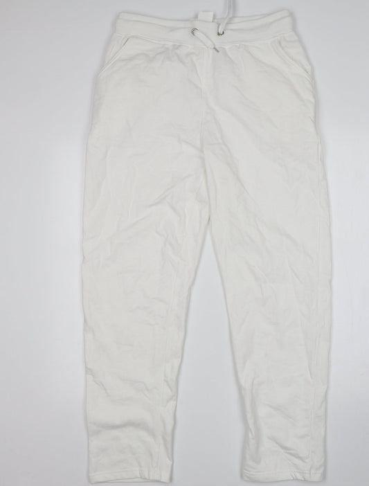 Womens UK Size L Preworn Regular Fit Sweatpants White Trousers
