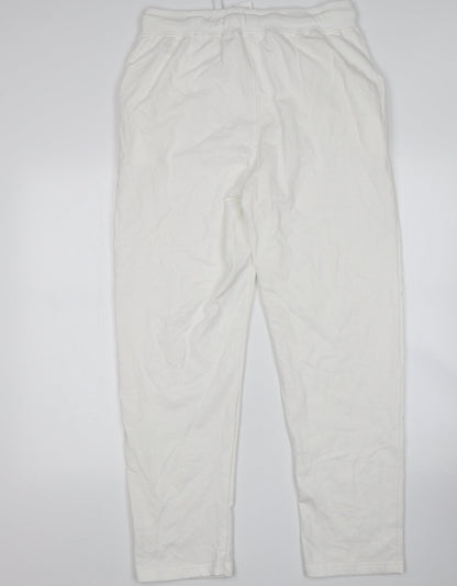 Womens UK Size L Preworn Regular Fit Sweatpants White Trousers