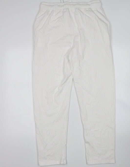 Womens UK Size L Preworn Regular Fit Sweatpants White Trousers
