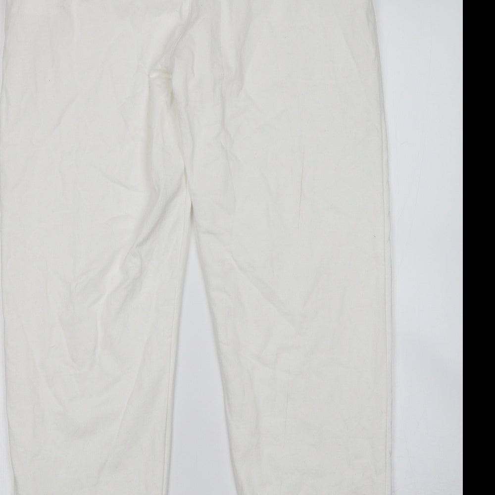 Womens UK Size L Preworn Regular Fit Sweatpants White Trousers