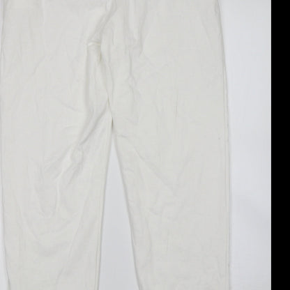 Womens UK Size L Preworn Regular Fit Sweatpants White Trousers