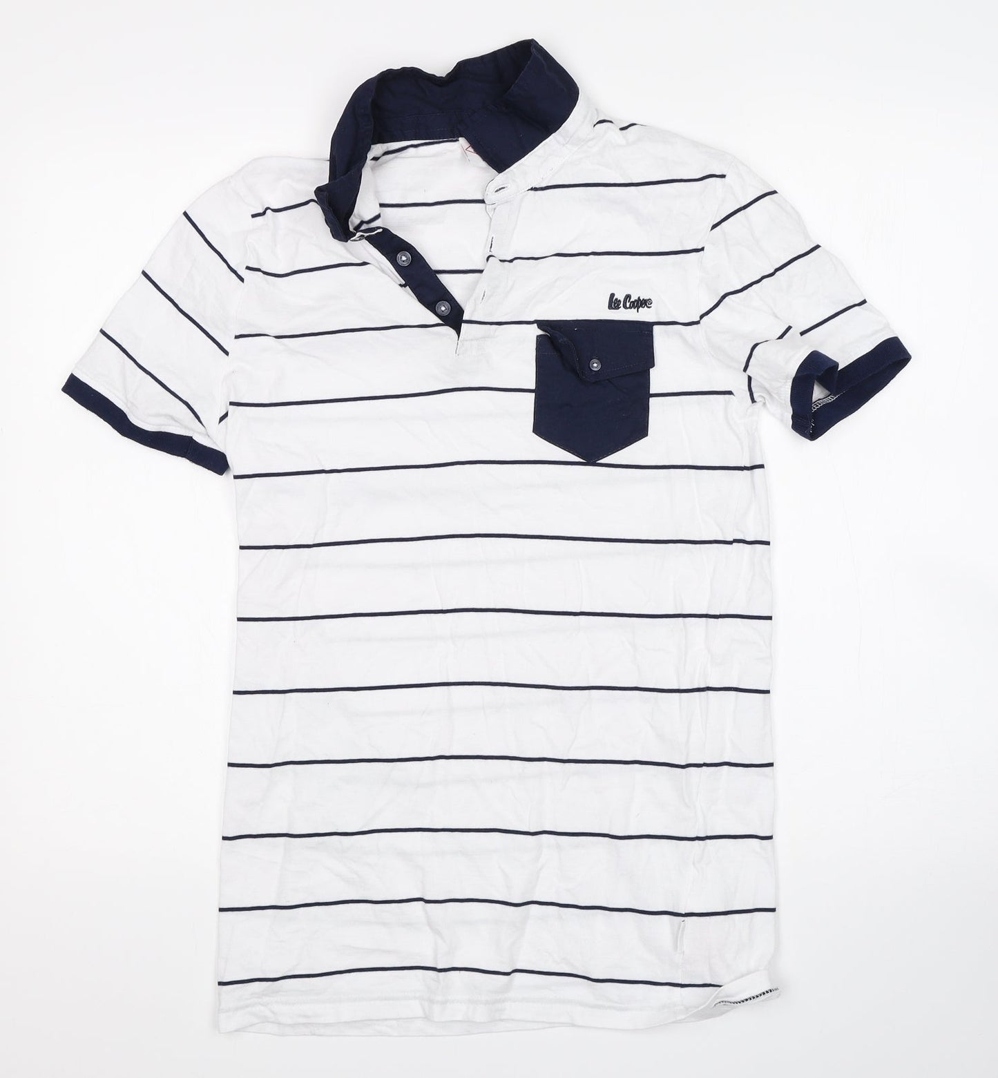 Lee Cooper Mens White Striped   Polo Size S