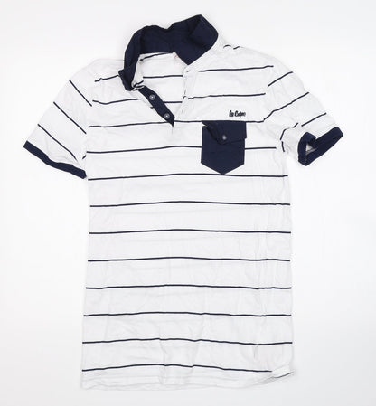 Lee Cooper Mens White Striped   Polo Size S