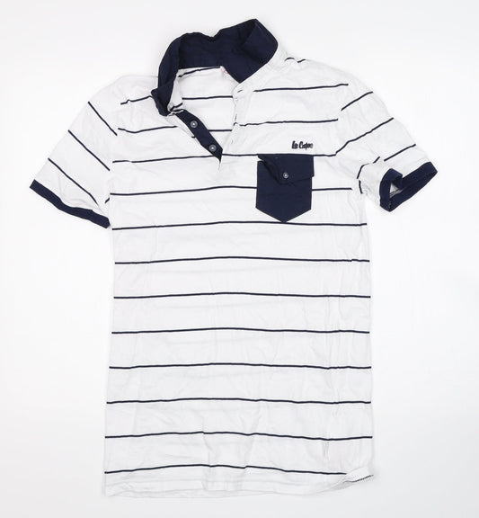 Lee Cooper Mens White Striped   Polo Size S