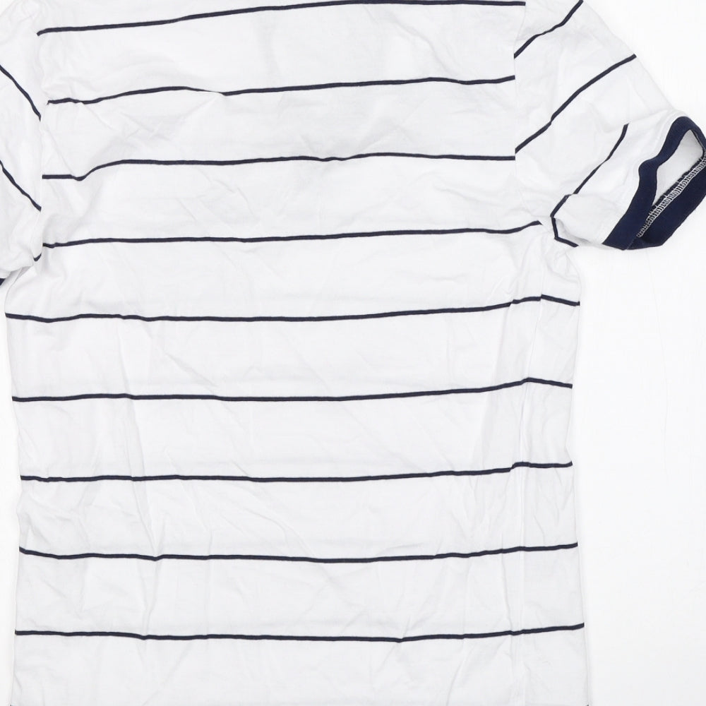 Lee Cooper Mens White Striped   Polo Size S