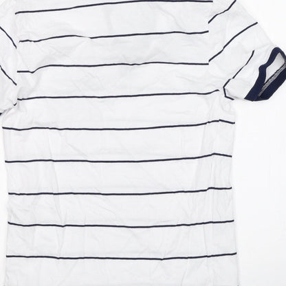 Lee Cooper Mens White Striped   Polo Size S