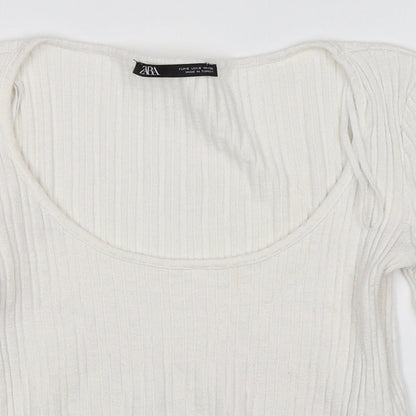 Womens UK Size S Zara White Pullover Jumper