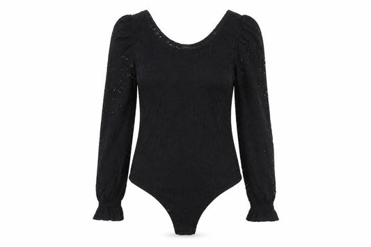 Front view of Primark women’s black leotard one-piece, size UK 10