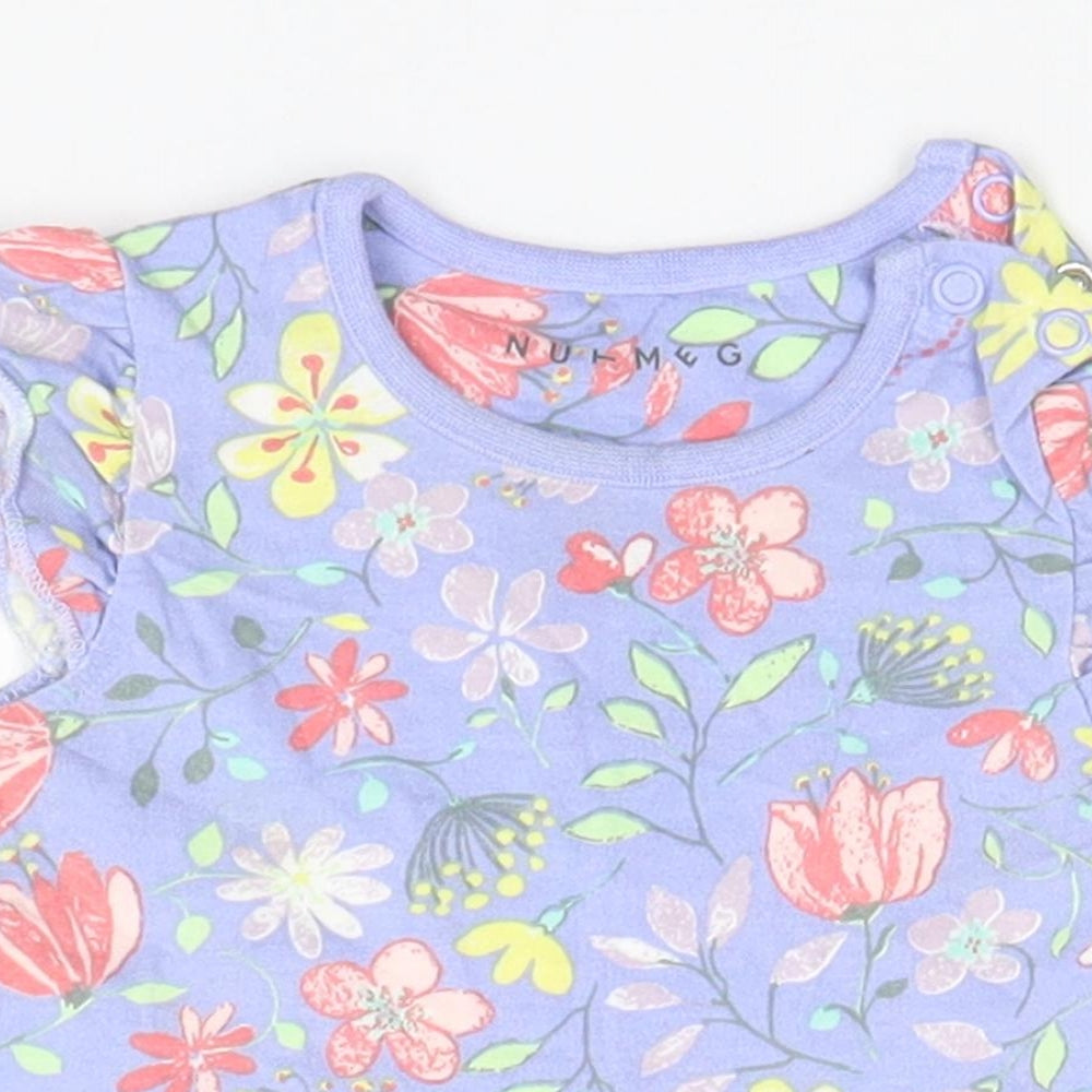 Nutmeg Baby Blue Floral  Skirt One-Piece Size 6-9 Months