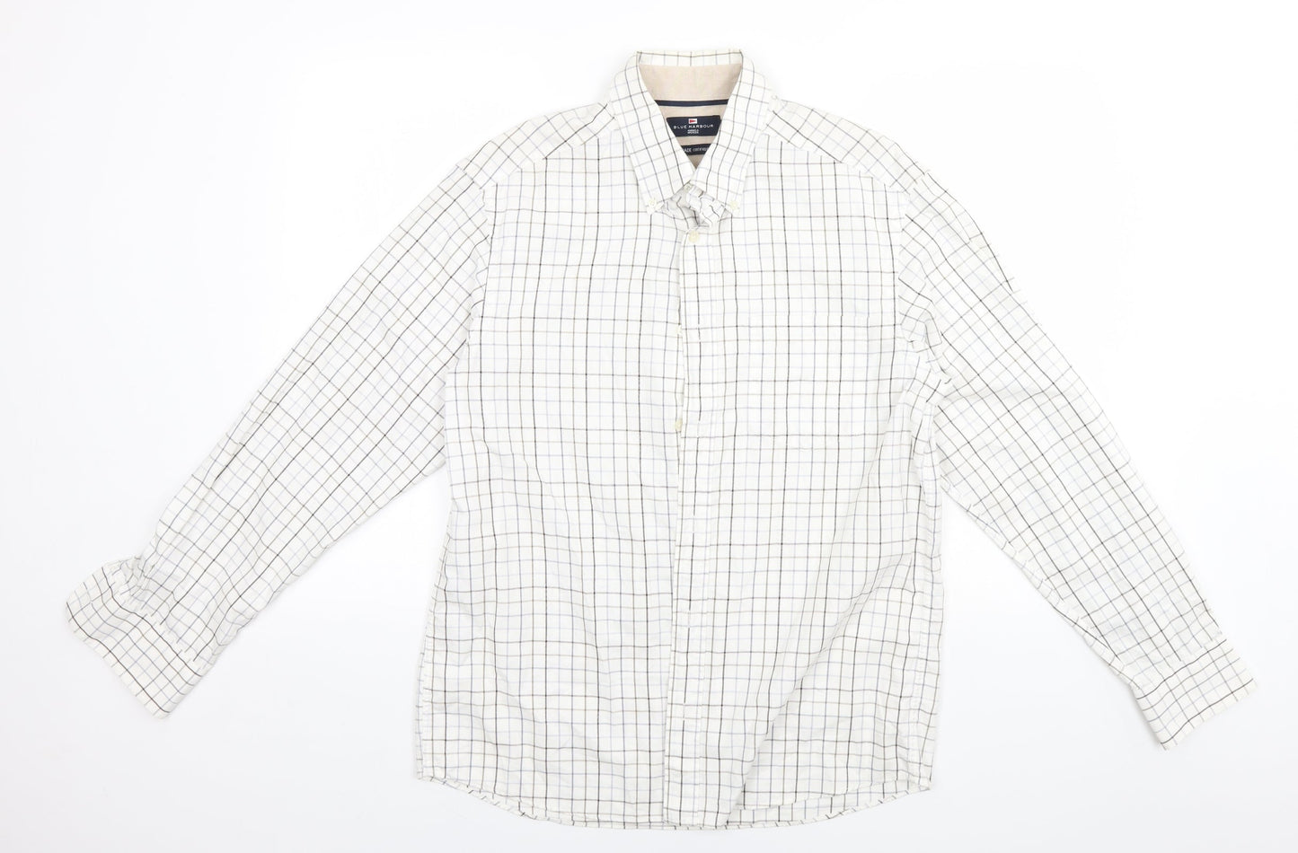 Mens UK Size M Blue Harbour White  Button-Up Long Sleeve Casual Shirt
