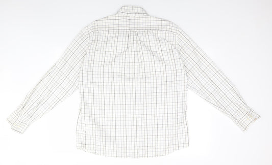 Mens UK Size M Blue Harbour White  Button-Up Long Sleeve Casual Shirt