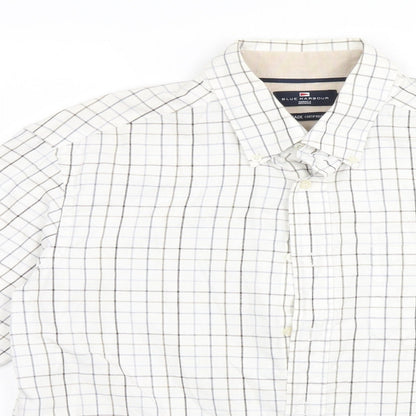 Mens UK Size M Blue Harbour White  Button-Up Long Sleeve Casual Shirt