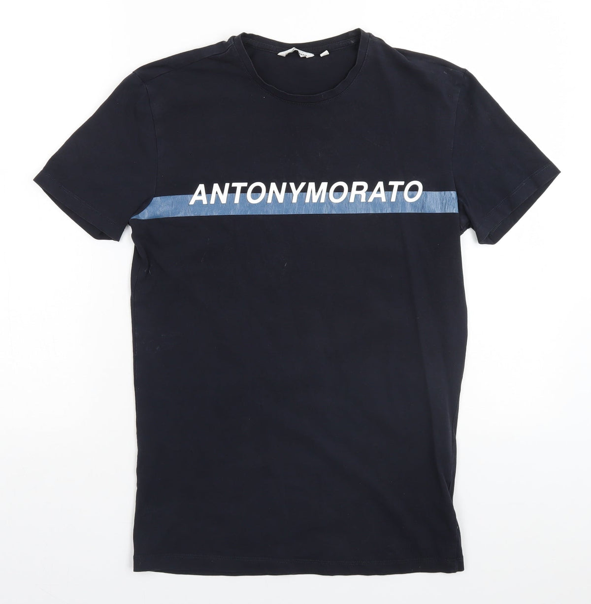 Additional front view of Antony Morato women’s blue basic t-shirt, size S