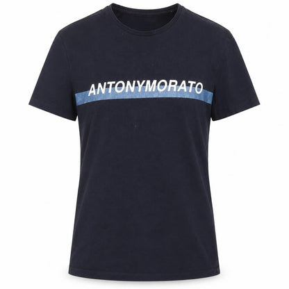 Front view of Antony Morato women’s blue basic t-shirt, size S
