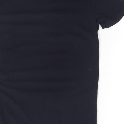 Brand and care label for Antony Morato women’s blue basic t-shirt, size S