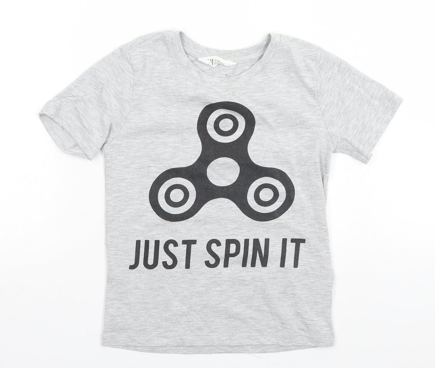 H&M Girls Grey   Basic T-Shirt Size 7-8 Years  - Just Spin, Fidget Spinner
