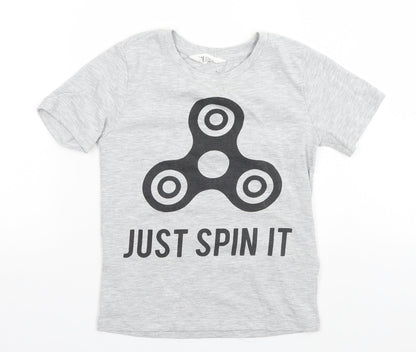 H&M Girls Grey   Basic T-Shirt Size 7-8 Years  - Just Spin, Fidget Spinner