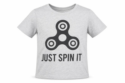 Front view of H&M girls’ grey basic t-shirt, size 7-8, years - just spin, fidget spinner