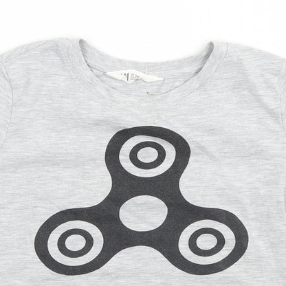 H&M Girls Grey   Basic T-Shirt Size 7-8 Years  - Just Spin, Fidget Spinner