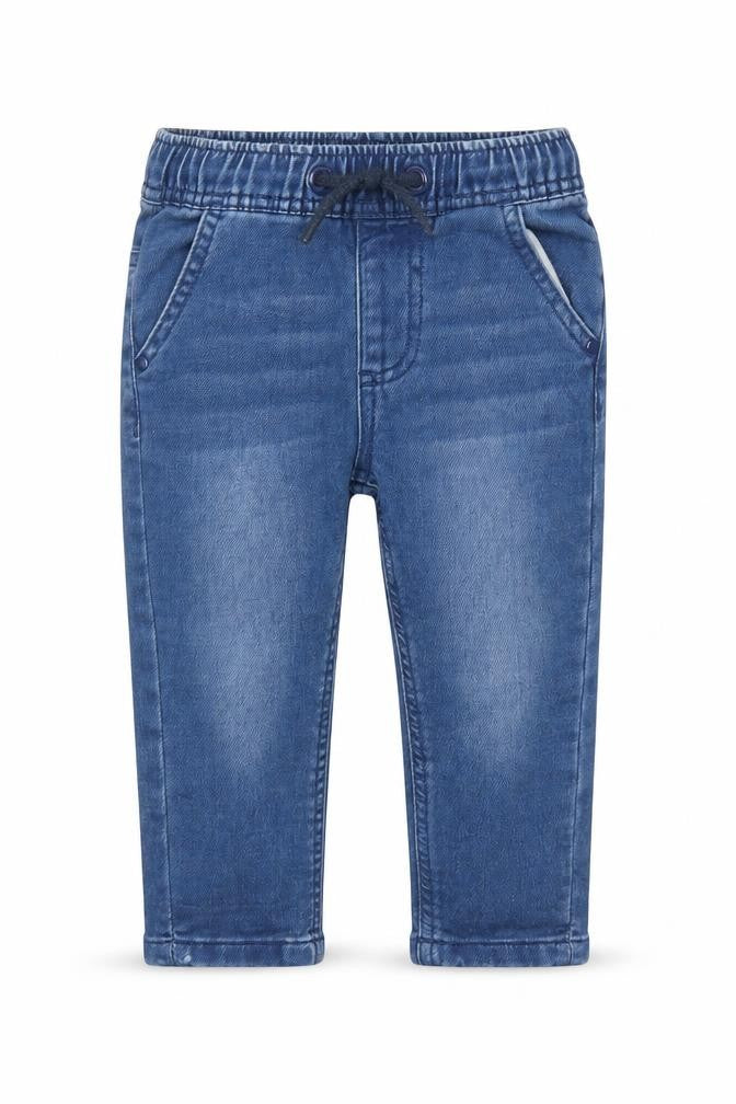 Front view of St Bernard Baby Blue Jeans, size 12-18, Months