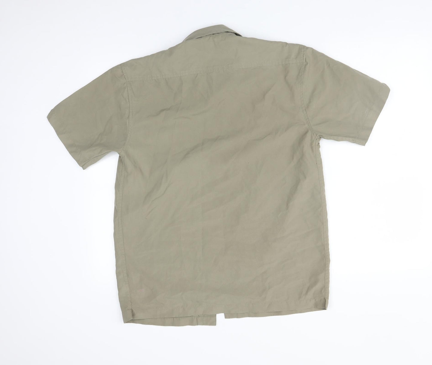 Mens UK Size S Cedar Wood State Green  Button-Up Short Sleeve Casual Shirt