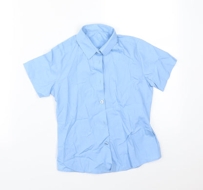 Additional front view of George boys’ blue basic button-up, size 7-8, years