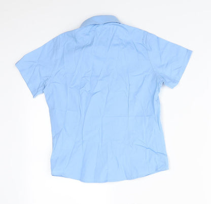Back view of George boys’ blue basic button-up, size 7-8, years