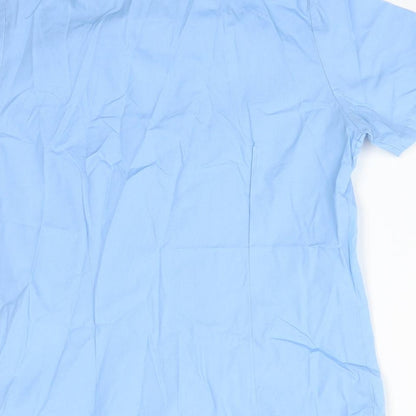 Brand and care label for George boys’ blue basic button-up, size 7-8, years