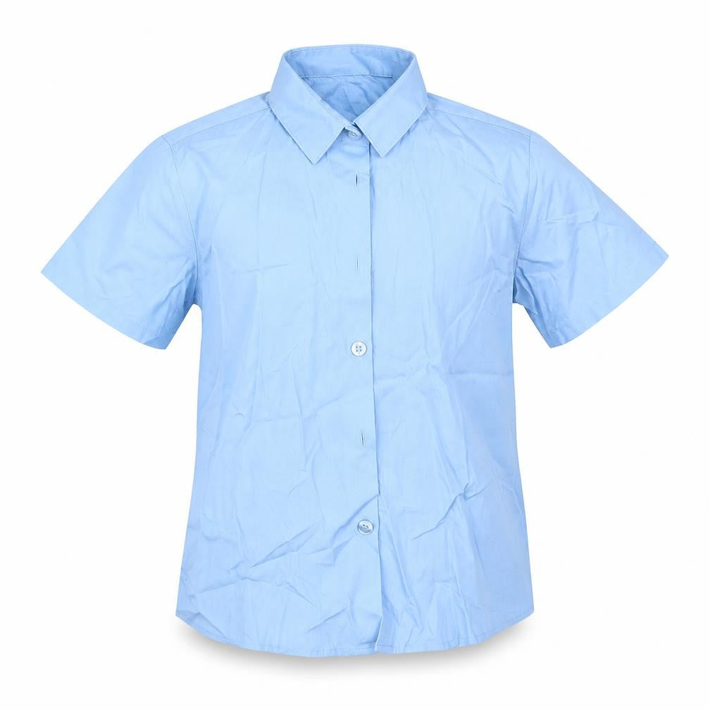 Front view of George boys’ blue basic button-up, size 7-8, years