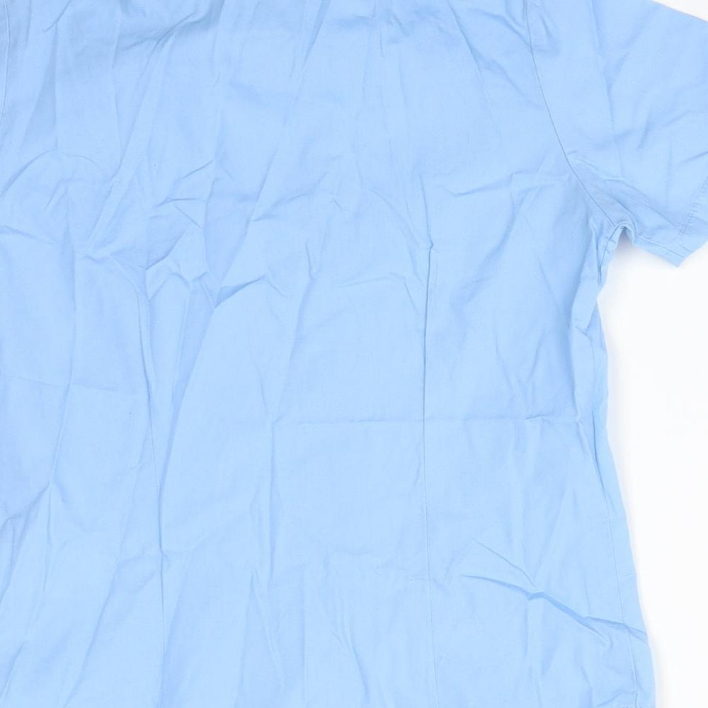 Brand and care label for George boys’ blue basic button-up, size 7-8, years