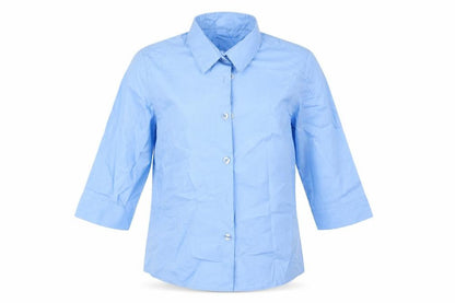Front view of George boys’ blue basic button-up, size 7-8, years