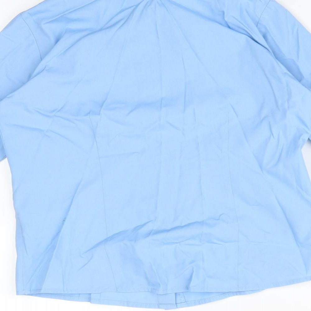 Brand and care label for George boys’ blue basic button-up, size 7-8, years