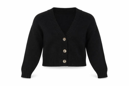 Front view of Boohoo women’s black cardigan jumper, size M