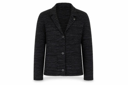 Front view of LOW VISION women’s black jacket blazer, size M