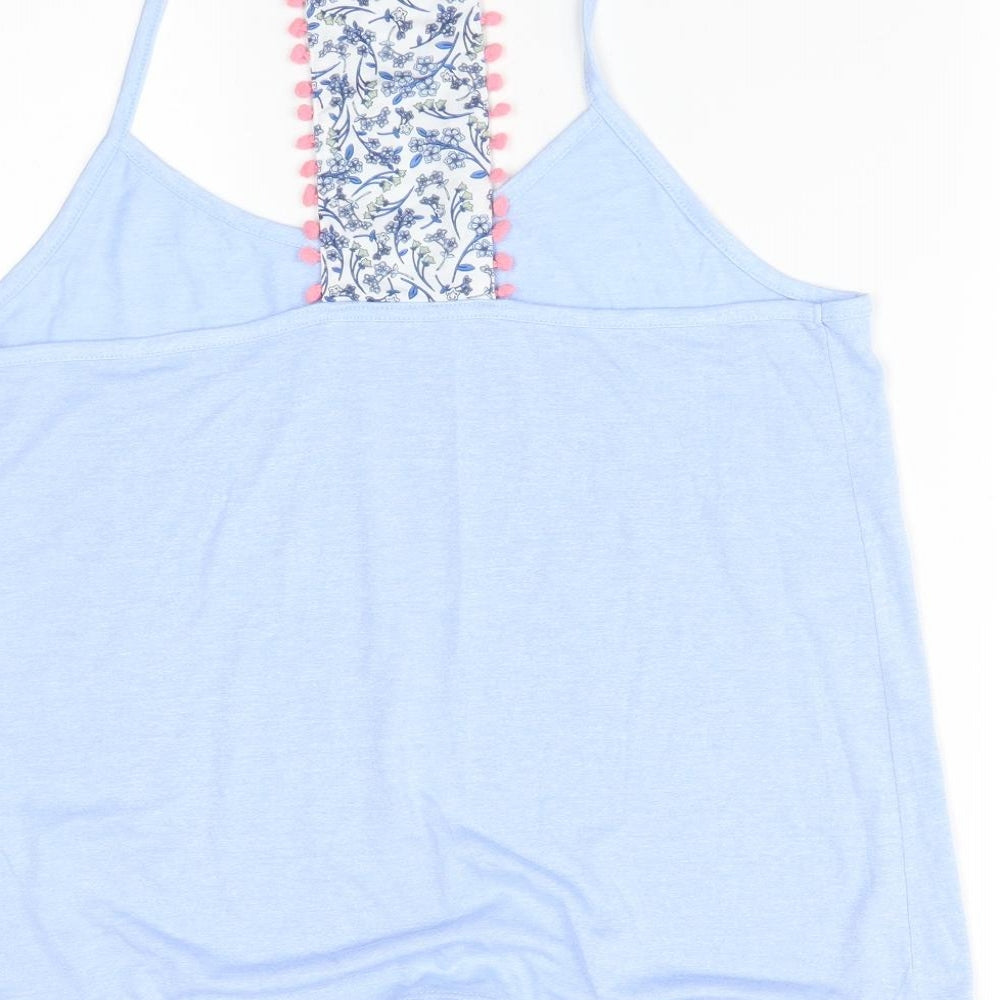 Brand and care label for Matalan women’s blue solid pyjama top, size M