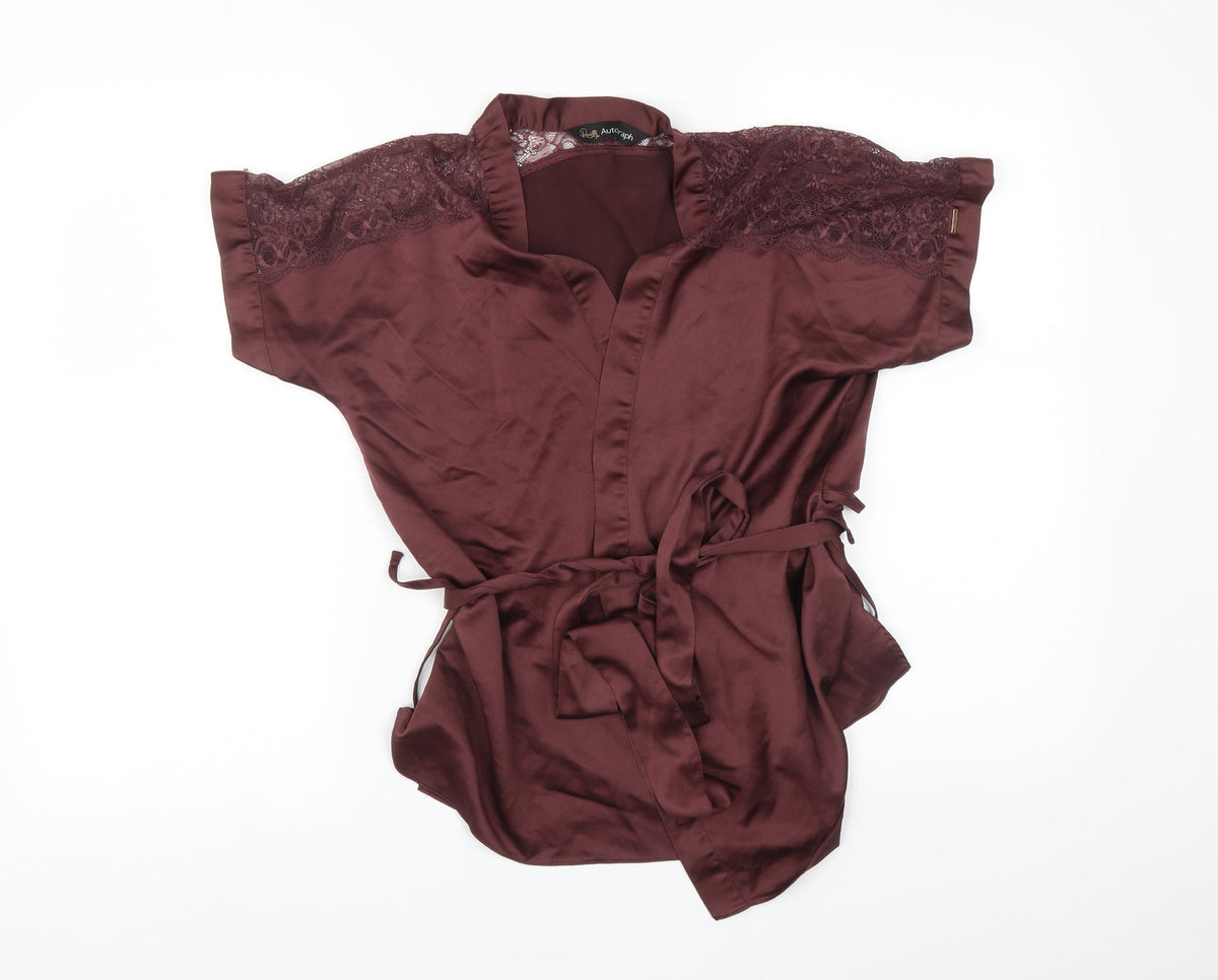 Additional front view of Autograph women’s purple solid robe, size UK 12