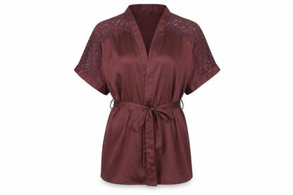 Front view of Autograph women’s purple solid robe, size UK 12