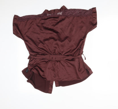 Back view of Autograph women’s purple solid robe, size UK 12
