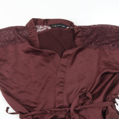 Close-up detail of Autograph women’s purple solid robe, size UK 12