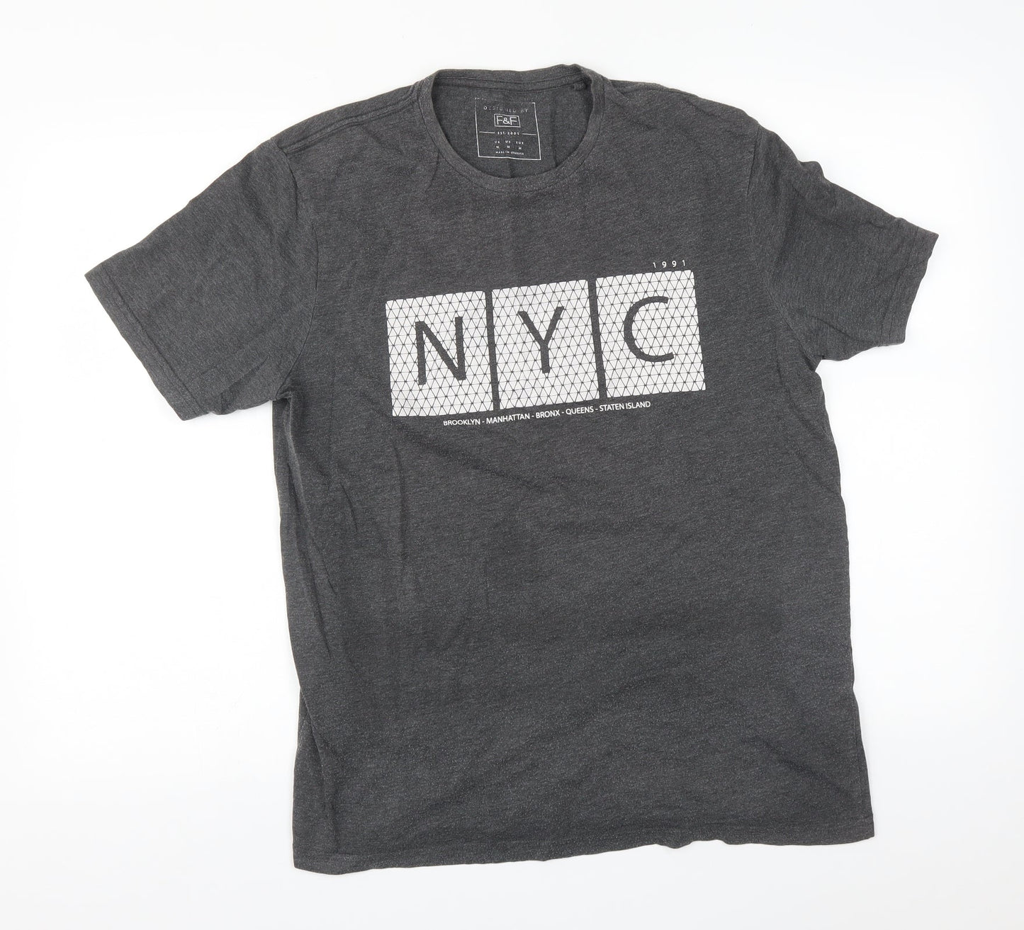 F&F Mens Grey    T-Shirt Size M