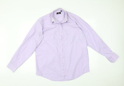 Mens UK Collar Size 40 HUSTON HARBOUR Smart Purple  Dress Shirt