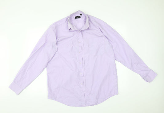 Mens UK Collar Size 40 HUSTON HARBOUR Smart Purple  Dress Shirt