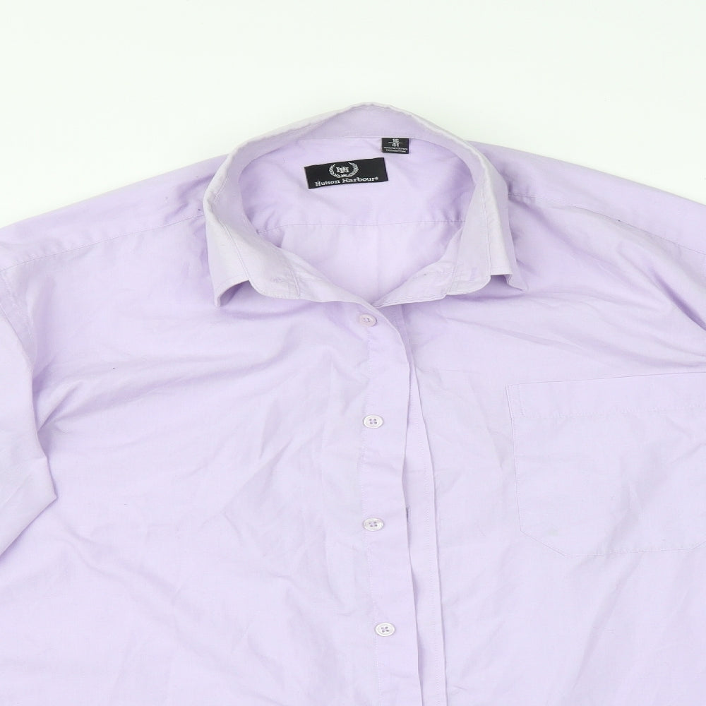 Mens UK Collar Size 40 HUSTON HARBOUR Smart Purple  Dress Shirt