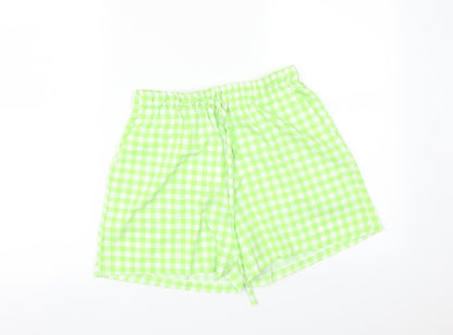 Boohoo Womens Green Check   Sleep Shorts Size 10