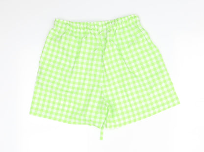 Boohoo Womens Green Check   Sleep Shorts Size 10