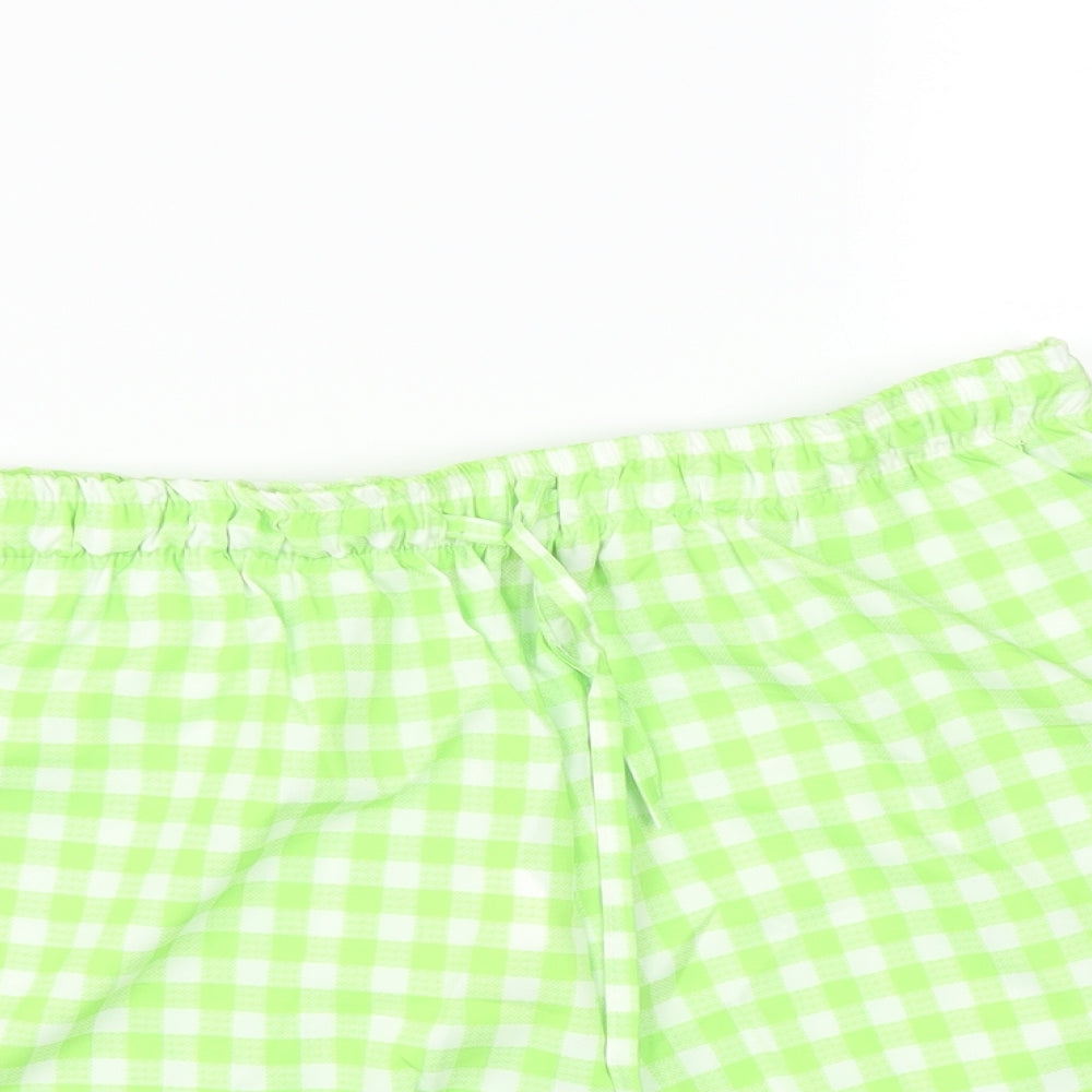 Boohoo Womens Green Check   Sleep Shorts Size 10